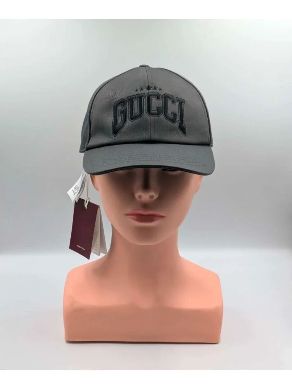 Gucci Embroidered Cotton Baseball Cap Grey M 58cm 817455